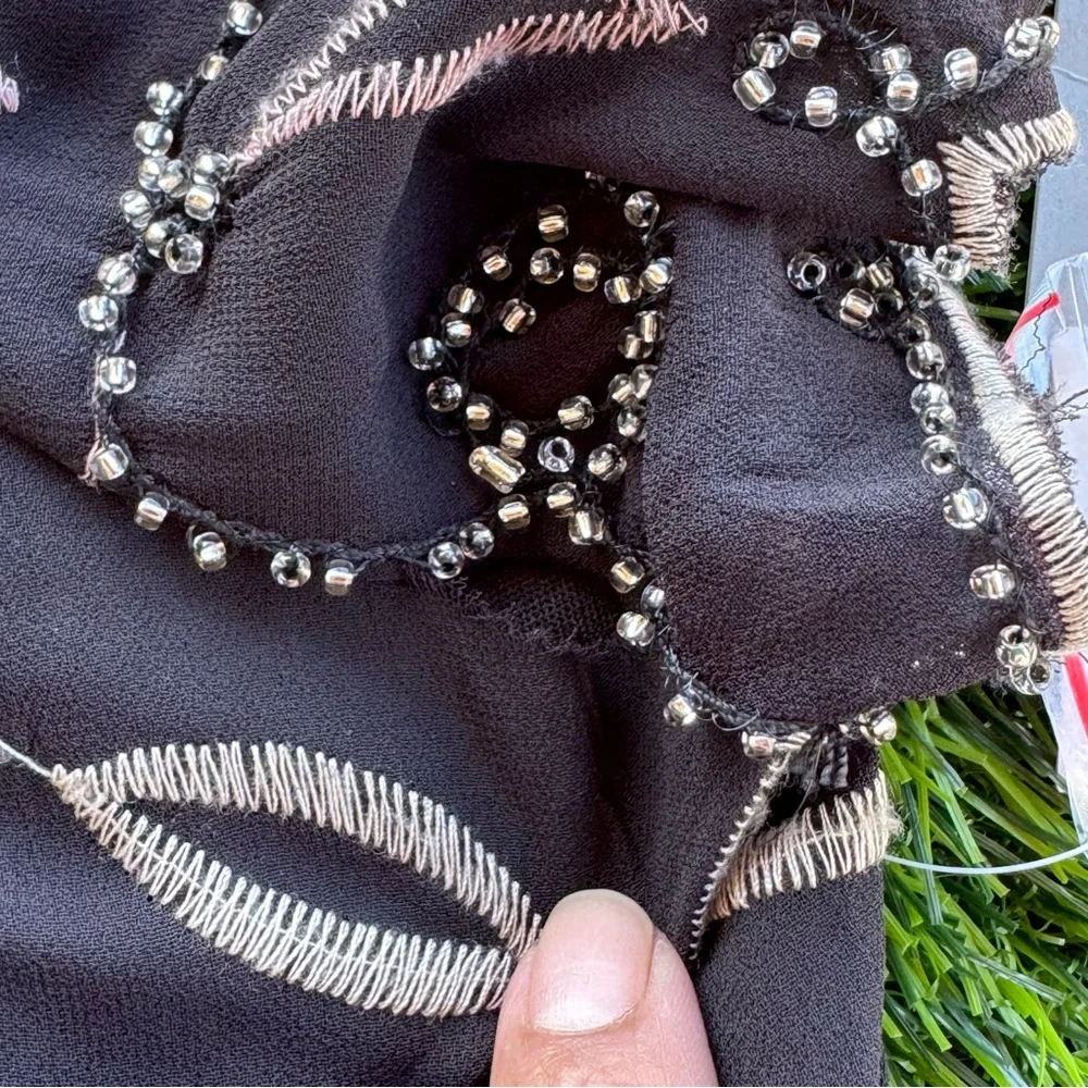 Spense Black Beaded Embellished Cocktail Dress Women 14 NWT Sheer Overlay - Picture 13 of 16